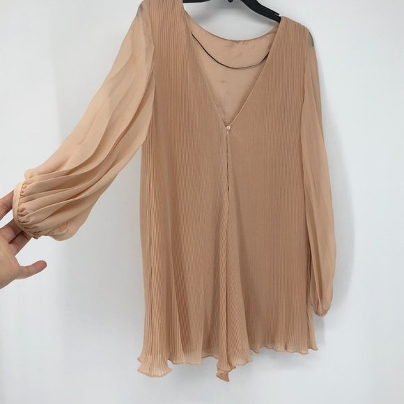 NWT Zara peach pleated parachute sheer sleeve Romper size small - Picture 11 of 15
